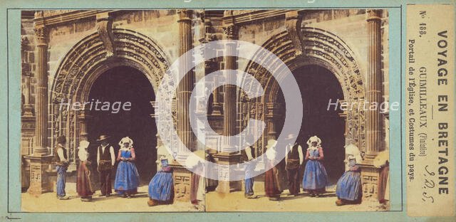 Voyage en Bretagne. Guimilleaux (Finistere) Portail de l'Eglise, et Costumes du pays., about 1860. Creator: Unknown.