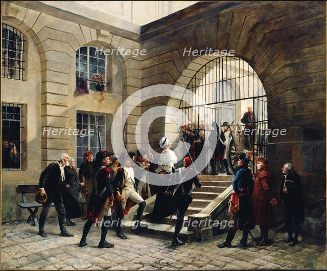 Marie-Antoinette leaving the Conciergerie, October 16, 1793, 1885. Creator: Georges Jules Auguste Cain.