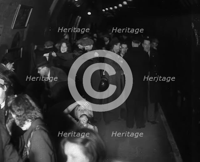 Civilians Sheltering from Bombs in the London Underground, 1940. Creator: British Pathe Ltd.