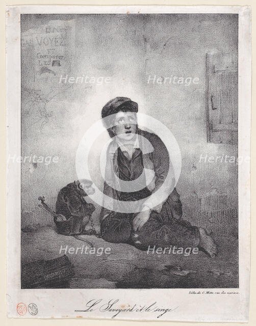 The Boy from Savoy and His Monkey, 1823. Creator: Alexandre Gabriel Decamps.
