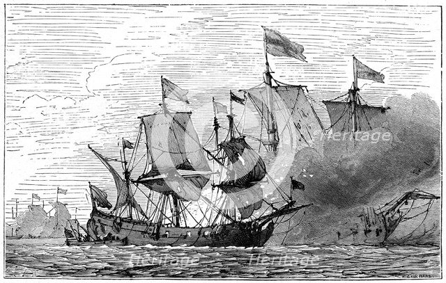 A French brûlot (fire ship), 18th century, (1898). Artist: Unknown
