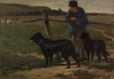 Farmer with dogs, c.1850-c.1890. Creator: Emile van Marcke de Lummen.