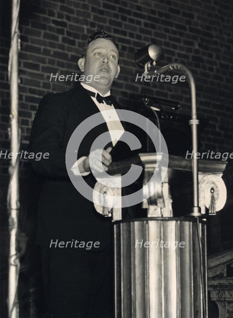 Trygve Lie, Norwegian politician, making a speech, Stockholm, Sweden, 3 March 1939. Artist: Karl Sandels