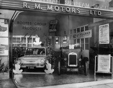 1921 Hillman 10.5 hp with Hillman Imp on motor show stand. Creator: Unknown.