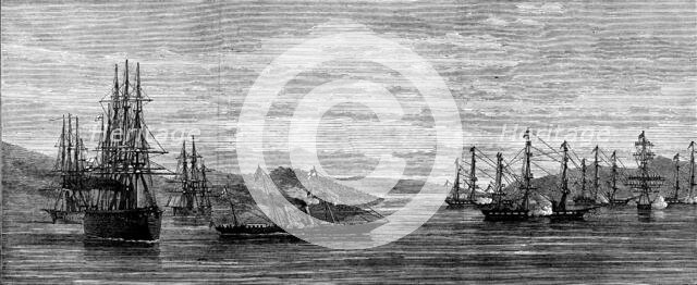 The Coronation in Norway: the British Squadron entering Trondhjem Harbour, 1873. Creator: Unknown.