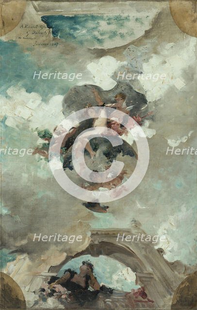 Esquisse pour le plafond du foyer de la Comédie française : Diane reine de la nuit, early 1887. Creator: Guillaume Dubufe.