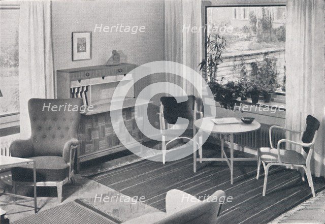 'A Swedish living-room with furniture designed by Caarl-Axel Acking and made by Svenska Mobelfabrike Artist: Unknown.