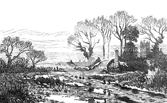 Sketch of a picture in the Royal Academy Exhibition: February Fill Dyke, B. W. Leader, 1881. Creator: Unknown.