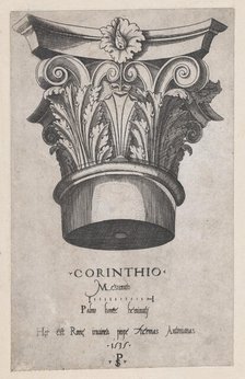 Speculum Romanae Magnificentiae: Corinthian capital, 1535., 1535. Creator: Master PS.