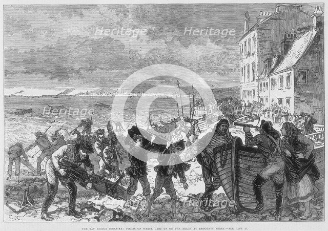 Tay Bridge disaster, Scotland, 28 December 1879. Artist: CR