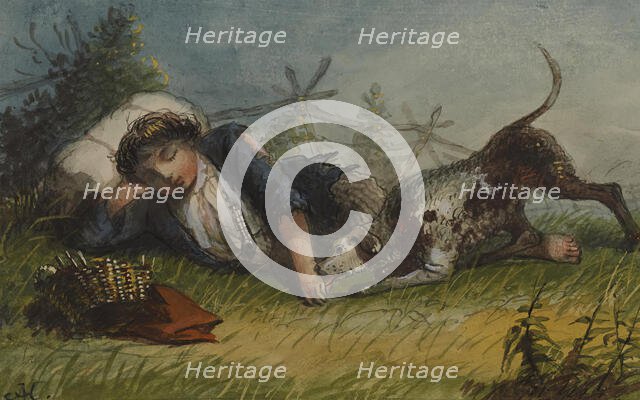 Beggar Boy and His Dog, mid 19th century. Creator: Alfred Jacob Miller.