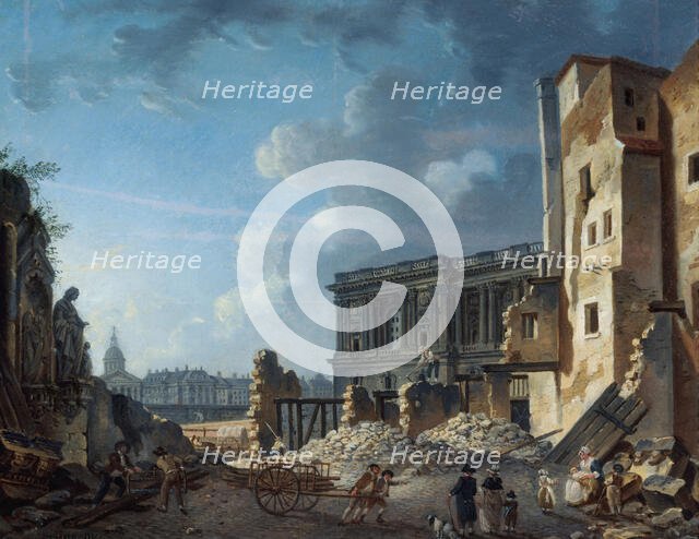 Clearance of the Louvre colonnade, c1755. Creator: Pierre-Antoine Demachy.