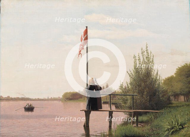 A View of Lake Sortedam from Dosseringen Looking towards the Suburb Norrebro outside Copenhagen,1838 Creator: Christen Købke.