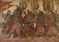 The Simian Generals in Procession, Scene from the Story of the Burning of Lanka..., c1850. Creator: Unknown.