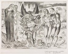 The Circle of the Thieves; Agnolo Brunelleschi Attacked by a Six-Footed Serpent, 1827. Creator: William Blake.