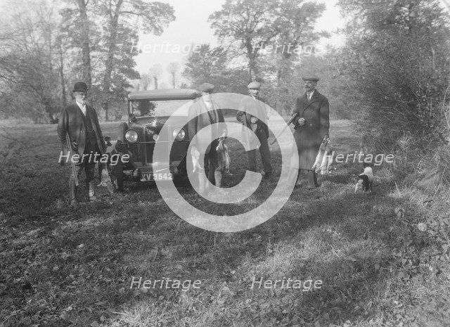 Shooting party with a 1928 Talbot 14/45. Artist: Bill Brunell.