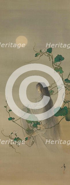 The Spirit of the Deceased Yugao Entwined in Moonflower Vines..., ca. 1892. Creator: Tsukioka Yoshitoshi.