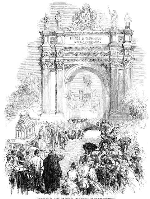 Jubilee of St. Sang, at Bruges - the Procession to the Cathedral, 1850. Creator: Unknown.