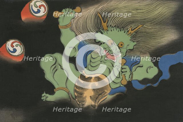 God of Thunder (Raijin). From the series "A World of Things (Momoyogusa)", 1909-1910. Creator: Sekka, Kamisaka (1866-1942).