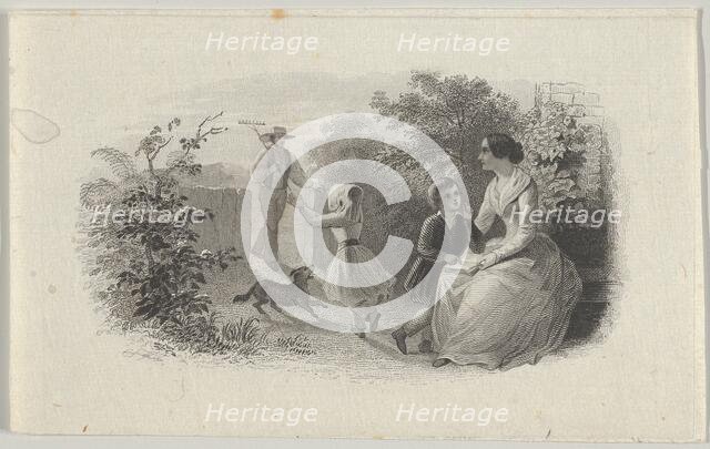 Banknote vignette with a family in a garden, ca. 1824-37. Creator: Attributed to Asher Brown Durand.