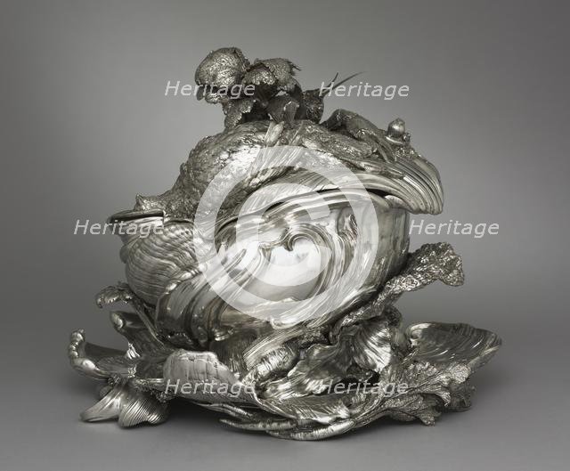 Covered Tureen on Stand (Pot-à-oille couvert), 1735-38. Creator: Juste-Aurèle Meissonnier (French, 1695-1750); Pierre-François Bonnestrenne (French); Henry Adnet (French, 1745).