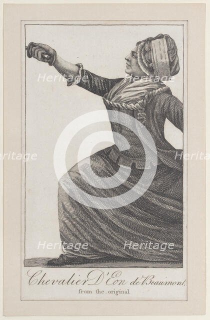 Chevalier d'Eon de Beaumont (from Kirby's Wonderful Museum), 1813. Creator: Unknown.