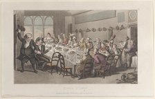 Table d'Hote, from "Journal of Sentimental Travels in the Southern Provinces of France, Sh..., 1821. Creator: Thomas Rowlandson.