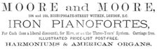 Moore and Moore, Iron Pianofortes, 1883. Creator: Unknown.