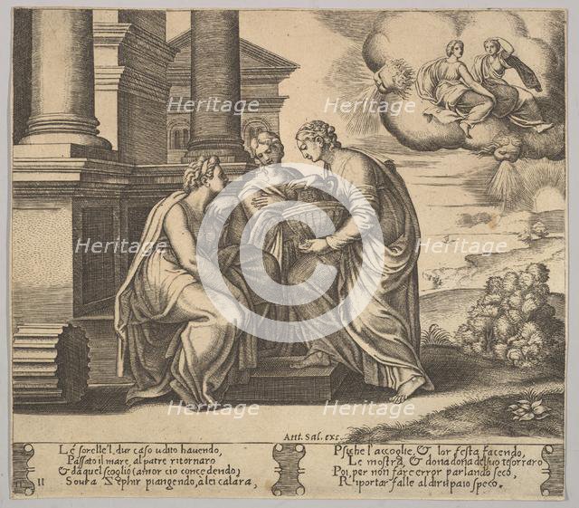 Plate 11: Psyche gives presents to her sisters, from 'The Fable of Psyche', 1530-60. Creator: Master of the Die.