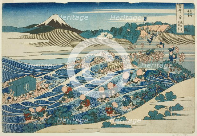 Fuji from Kanaya on the Tokaido (Tokaido Kanaya no Fuji), from the series Thirty-six..., c. 1830/32. Creator: Hokusai.