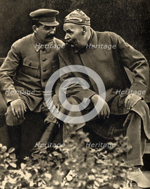 Soviet leader Joseph Stalin and author Maxim Gorky, Moscow, USSR, 1931.  Artist: Anon