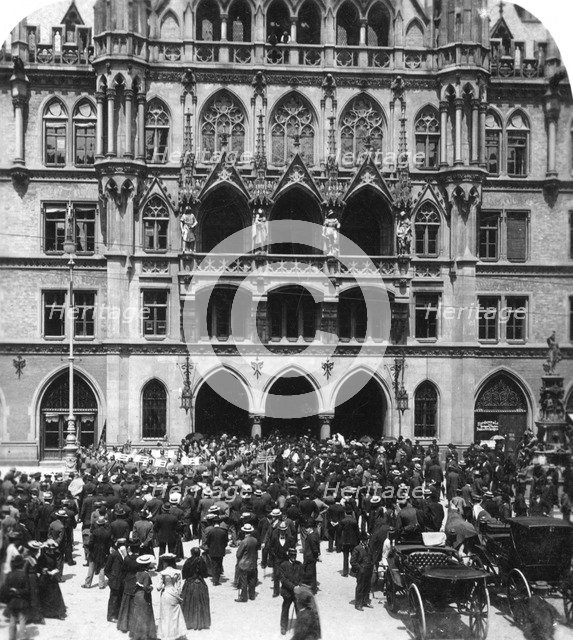 An outdoor concert at the Town Hall, Munich, Germany, c1900s.Artist: Wurthle & Sons