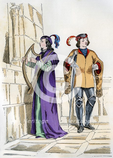 Page and troubadour of the 13th century, 1882-1884. Artist: Unknown