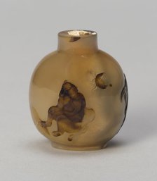 Snuff Bottle with Monkey on Rockwork, Qing dynasty (1644-1911), 1760-1830. Creator: Unknown.