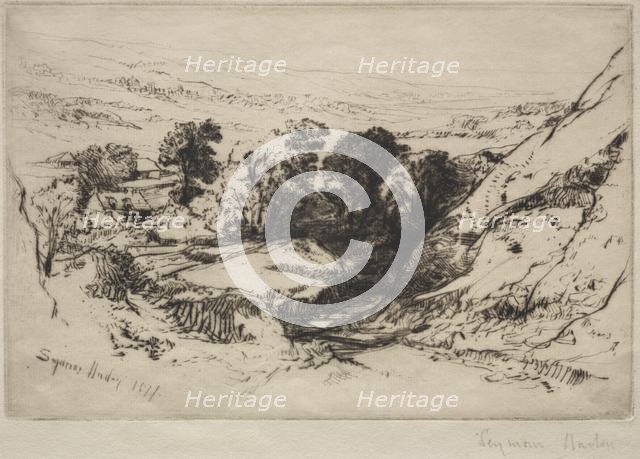 Nine Barrow Down, 1877. Creator: Francis Seymour Haden (British, 1818-1910).