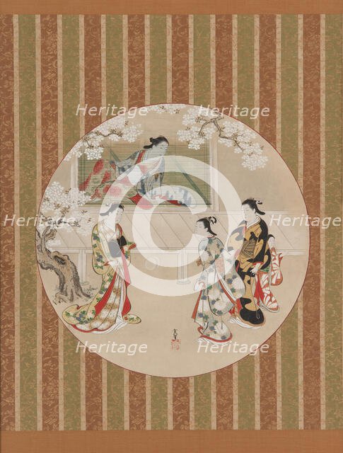 Parody of a scene from The Tale of Genji, early 18th century. Creator: Kawamata Tsuneyuki.