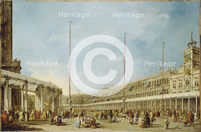 Doge Alvise IV Mocenigo in the Corpus Christi Procession in Piazza San Marco, ca 1775. Creator: Guardi, Francesco (1712-1793).