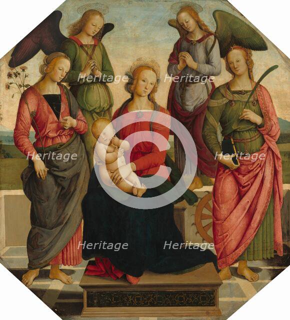 Madonna and Child with Two Angels, Saint Rose, and Saint Catherine of Alexandria, early 16th century Creator: School of Perugino.