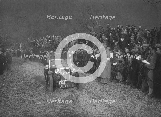 MG J2 of WH Edwards competing in the MCC Lands End Trial, Beggars Roost, Devon, 1936. Artist: Bill Brunell.