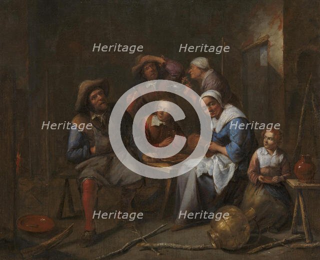 An Interior with Artisans and Peasants Eating and Drinking, 1640-1678. Creator: Gillis van Tilborgh the Younger.