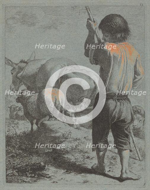 Shepherd with Donkey, Sheep and Goat, 1759. Creator: Francesco Londonio.