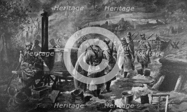 'Distribution of Soup at the Front', 1915. Artist: Unknown