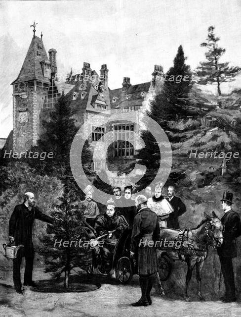 The Queen's Visit to...Friedrichshof: Her Majesty planting a tree in the Castle grounds, 1895. Creator: P Naumann.
