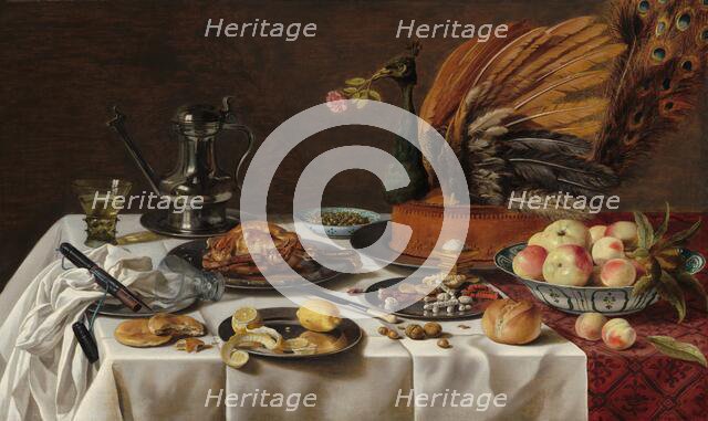 Still Life with Peacock Pie, 1627. Creator: Pieter Claesz.