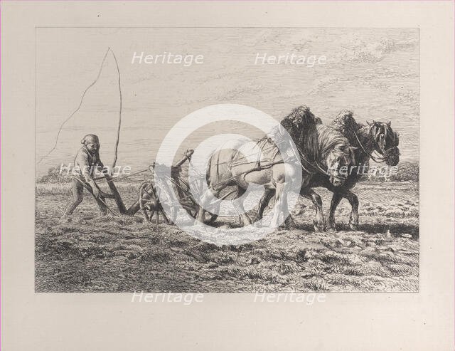 Plowing, 1864. Creator: Charles Emile Jacque.