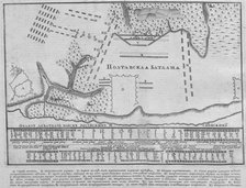 Map of the Battle of Poltava on 27 June 1709, 1713. Artist: Anonymous  