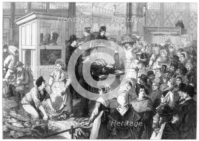 The Fish Market, the Lenten season in Paris, 1875. Artist: Unknown