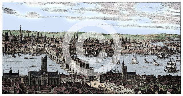 General view of London, 1666, (1909).  Artist: Unknown.