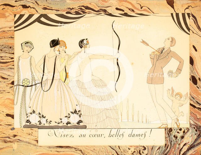 Visez au coeur, belles dames! From Le Bonheur du Jour ou, Les Graces à la Mode, 1924. Creator: Barbier, George (1882-1932).
