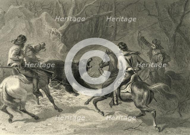 'Native Californians Lassoing a Bear', 1874.  Creator: Francis Holl.